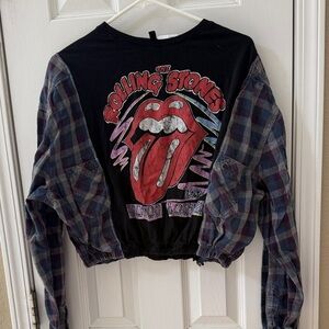 Rolling Stones  mixed media  Plaid Sleeve Shirt voodoo lounge sz s